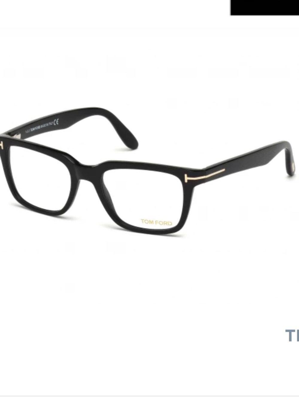 Tom Ford Black and Gold Men's Rectangular Optical Frames